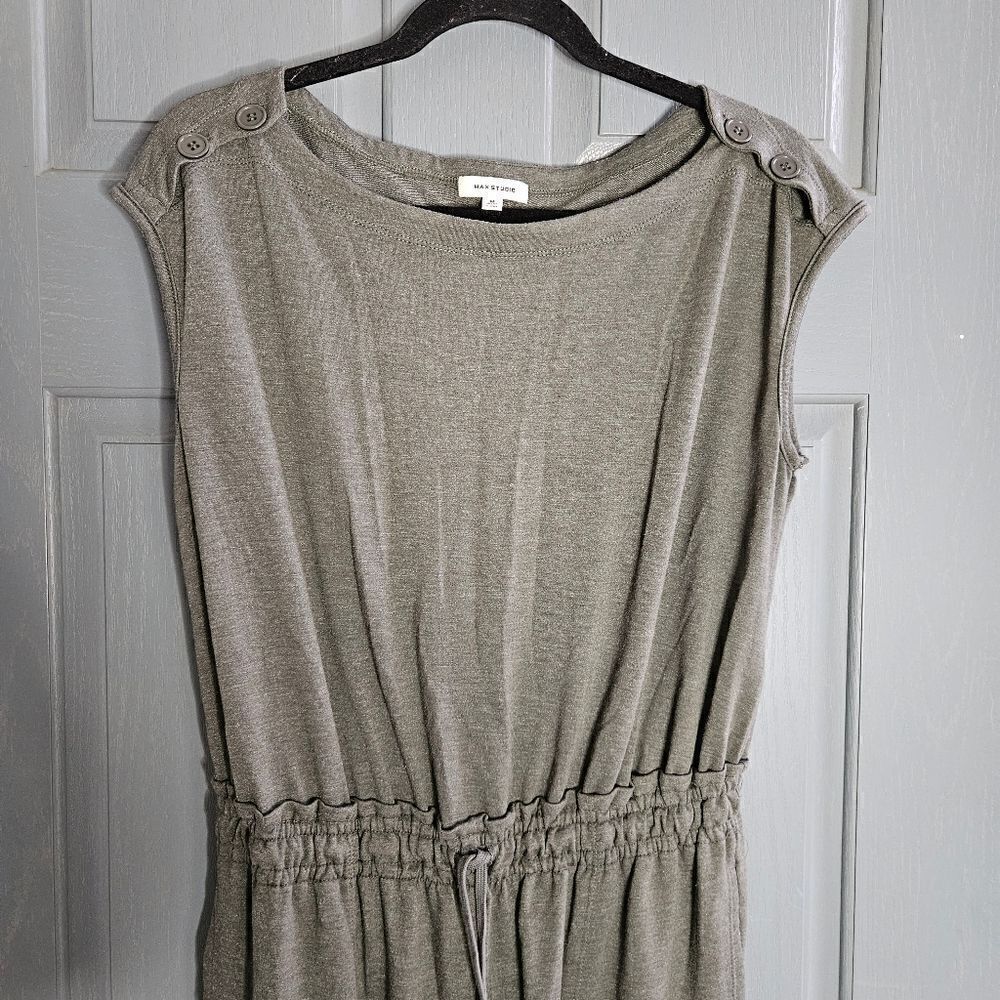 Max Studio, French terry pant jumpsuit, women's size medium, olive